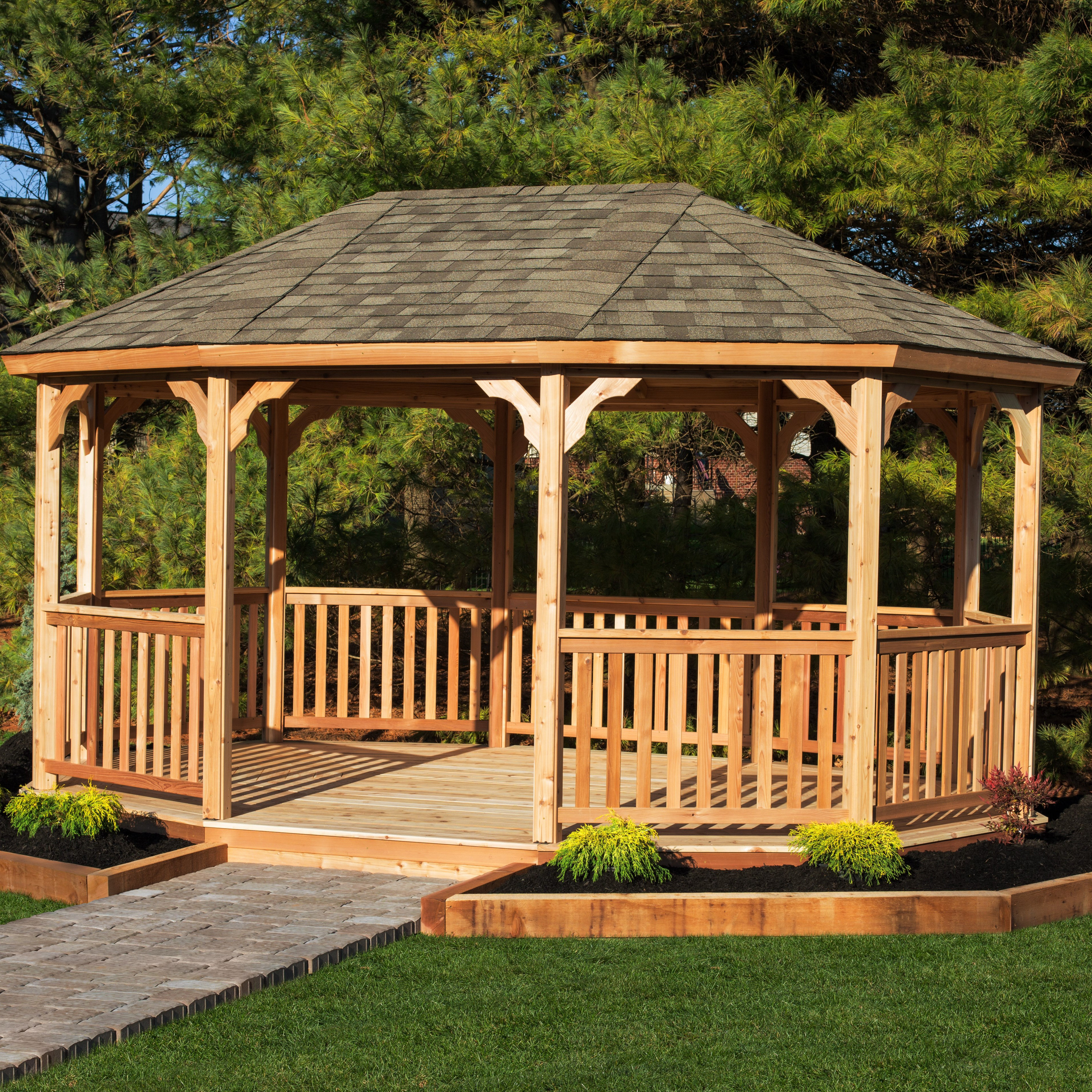 YardCraft Oval 18 Ft W X 12 Ft D Wood Permanent Gazebo Reviews